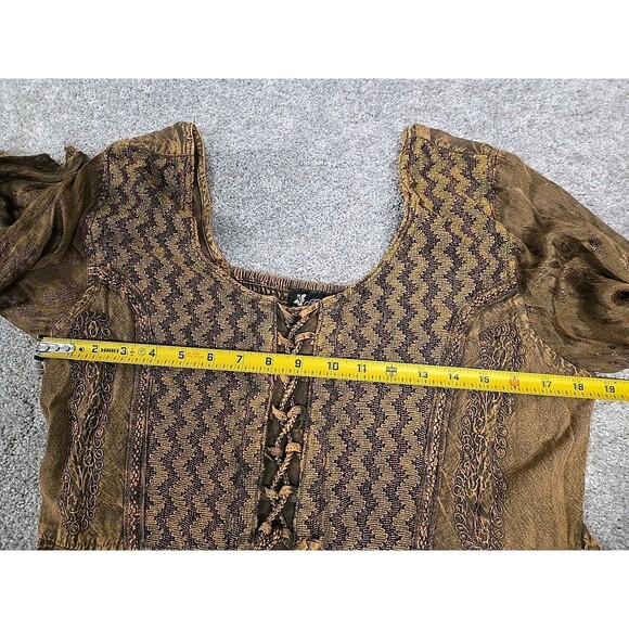 Flower Bohemian Boho Renaissance Midi Dress Brown /Green Women’s Free Size - Picture 6 of 9